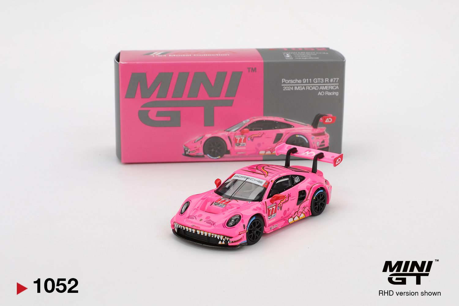 Truescale (TSM) Mini GT 1052 1:64 Porsche 911 GT3 R Roxy #77 AO Racing 2024 IMSA Road America