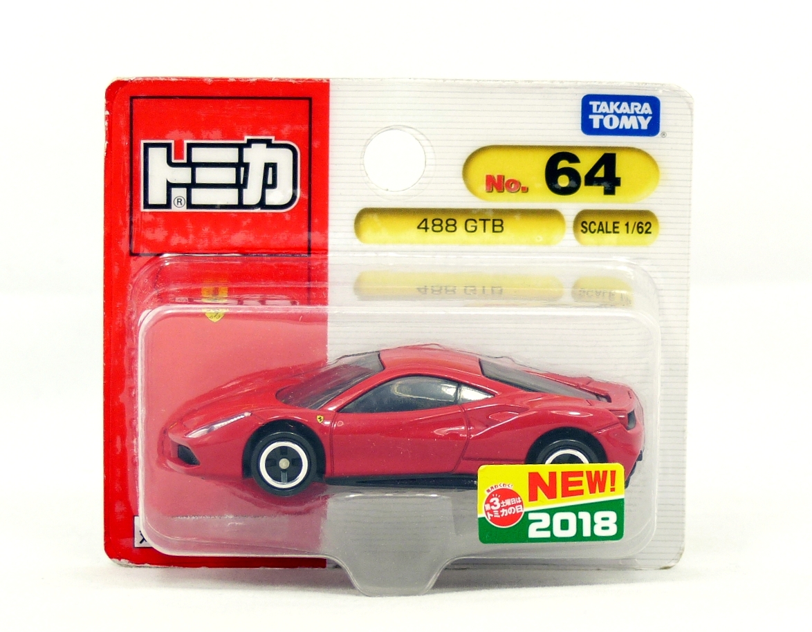 Tomica 064 Ferrari 488 GTB “Japanese First Edition” red "New 2018" CARDED SEALED