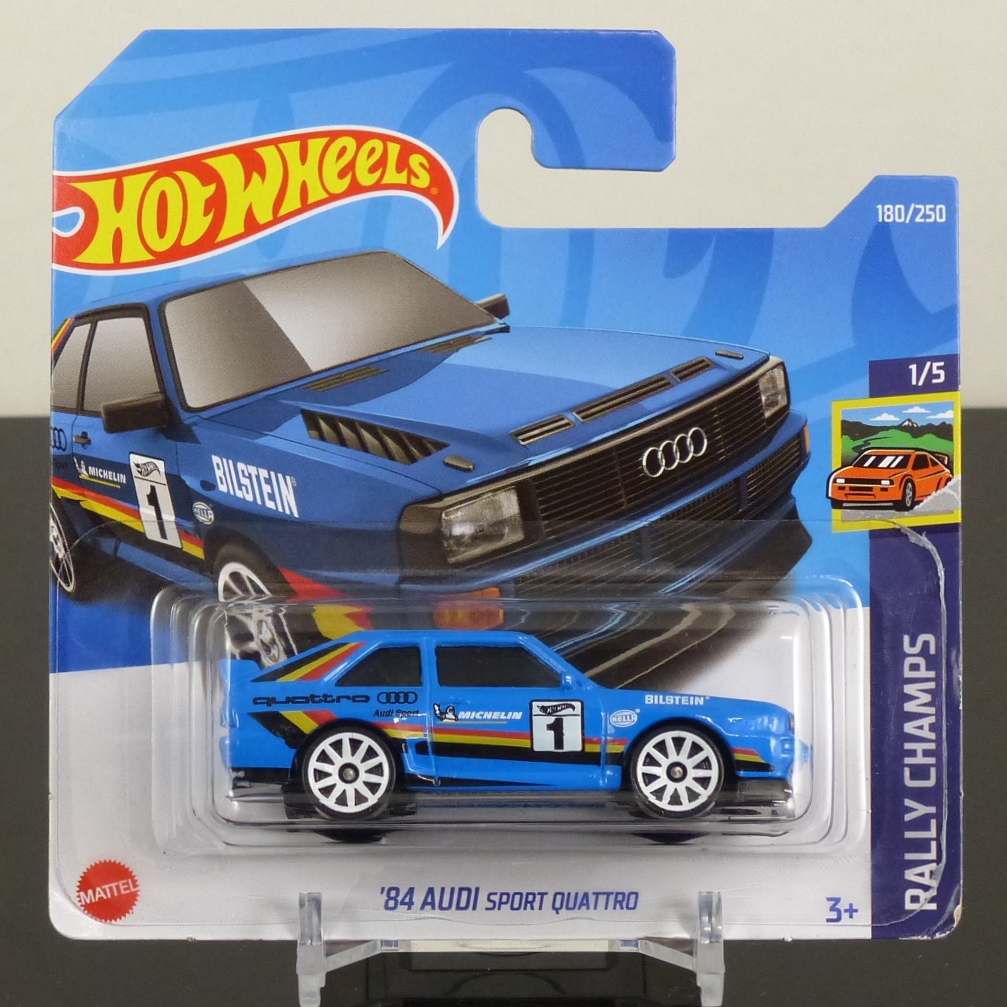 Hot Wheels Mainline 2022 180/250 '84 Audi Sport Quattro Blue #1 SHORT CARD SEALED