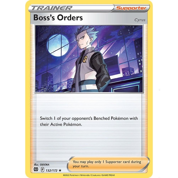 Pokémon 132/175 Boss's Orders – Cyrus – Trainer Supporter – Cosmos Holo - Brilliant Stars – Sword & Shield – 2022