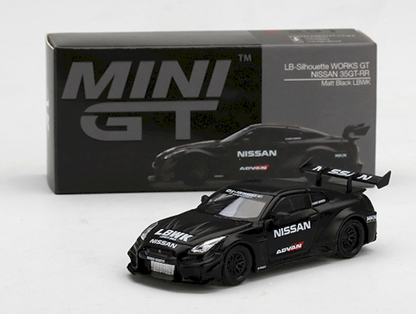 Truescale (TSM) Mini GT 291-R 1:64 Nissan 35GT-RR LB Works Silhouette matt black Advan