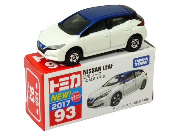 Tomica 093 Nissan Leaf “Japanese First Edition” pearl white & metallic blue "NEW 2017" BOXED SEALED